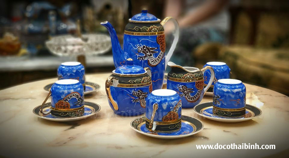 Bộ pha trà Nhật Bản bằng sứ cổ